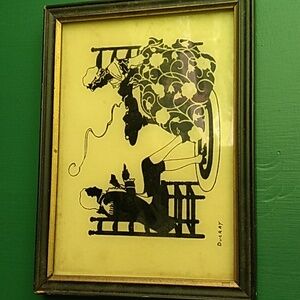 Antique framed ducray silhouettes art work